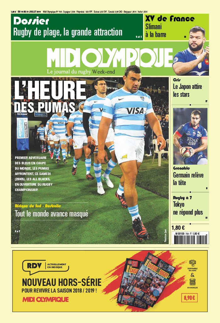 Midi Olympique Vert 19 juillet 2019 Abonnement Midi Olympique Pas Cher avec le BOUQUET SPORT ePresse.fr