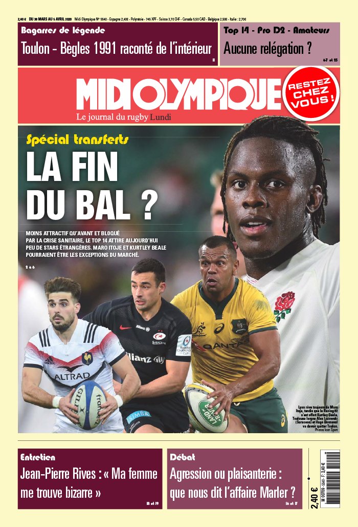 Midi Olympique Rouge 30 mars 2020 Abonnement Midi Olympique Pas Cher avec le BOUQUET SPORT ePresse.fr