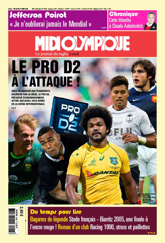 Midi Olympique Rouge 25 mai 2020 Abonnement Midi Olympique Pas Cher avec le BOUQUET SPORT ePresse.fr
