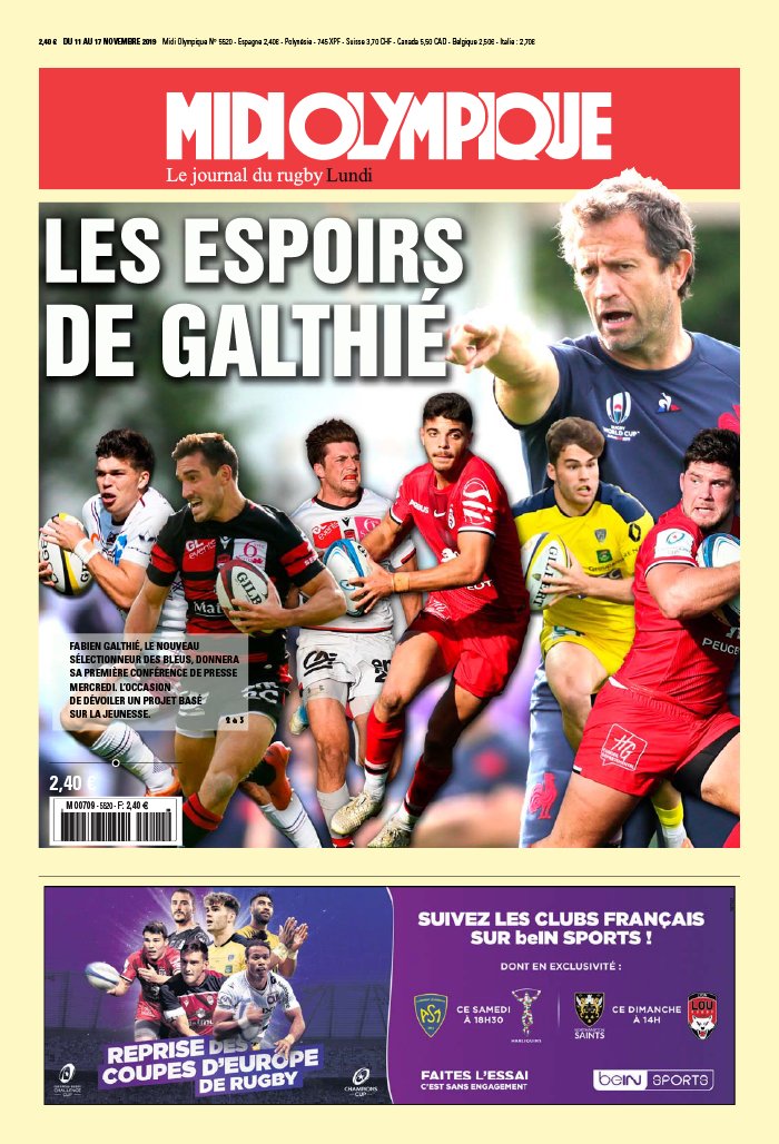Midi Olympique Rouge 11 novembre 2019 Abonnement Midi Olympique Pas Cher avec le BOUQUET SPORT ePresse.fr