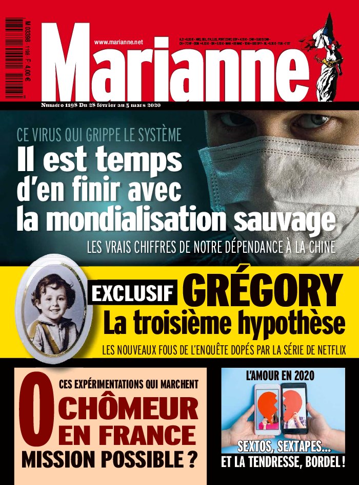 Marianne 28 février 2020 Marianne N°1198 du 28 février 2020 à télécharger sur iPad