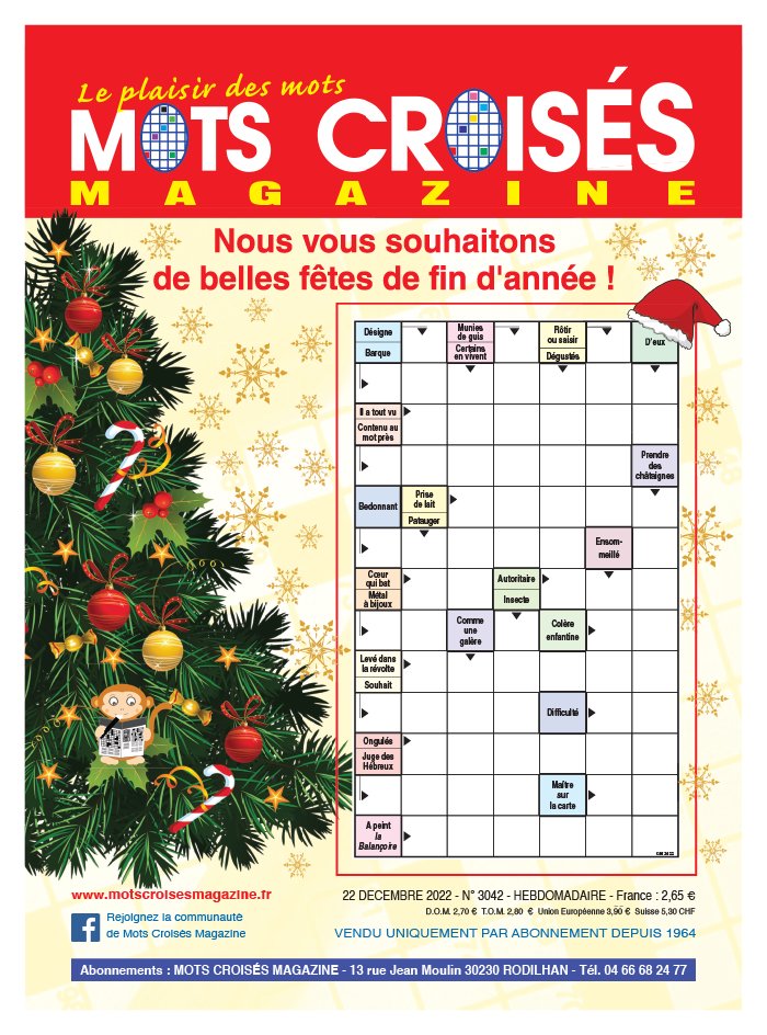 Mots croisés Magazine N°3042 du 22 décembre 2022 à télécharger sur iPad