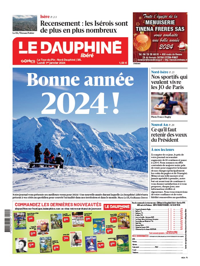 Le Dauphiné Libéré N°20240101 du 01 janvier 2024 à télécharger sur iPad