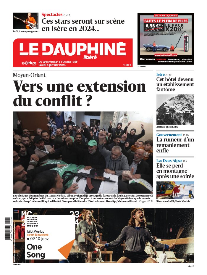 Le Dauphiné Libéré N°20240104 du 04 janvier 2024 à télécharger sur iPad