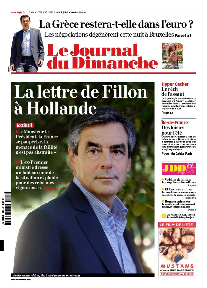 Le Journal du dimanche N°3574 du 12 juillet 2015 à