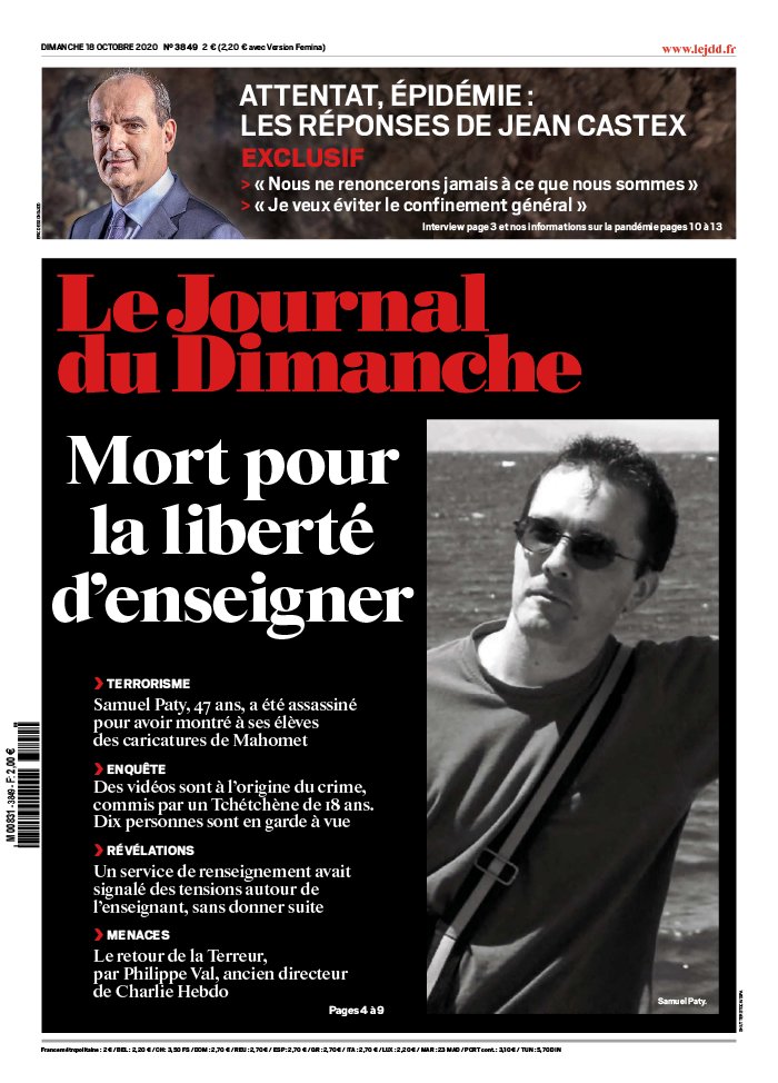 Le Journal du dimanche 18 octobre 2020 Le Journal du dimanche N°3849 du 18 octobre 2020 à télécharger sur iPad