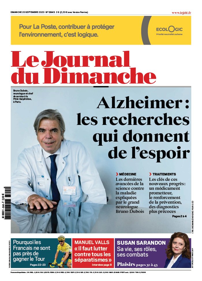 Le Journal du dimanche 20 septembre 2020 Abonnement Journal du Dimanche Pas Cher avec le BOUQUET ePresse.fr