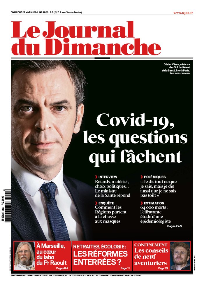 Le Journal du dimanche 29 mars 2020 Abonnement Journal du Dimanche Pas Cher avec le BOUQUET ePresse.fr