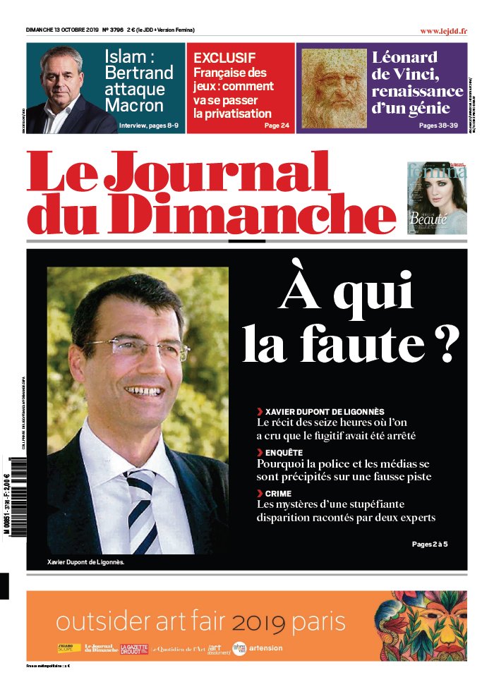 Le Journal du dimanche 13 octobre 2019 Abonnement Journal du Dimanche Pas Cher avec le BOUQUET ePresse.fr