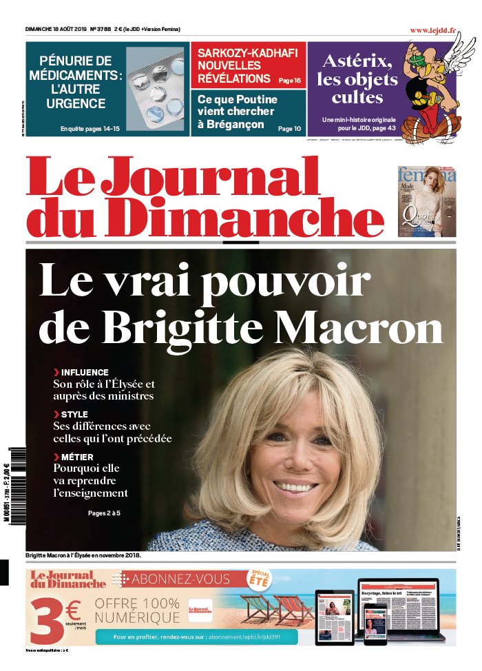 Le Journal du dimanche 18 août 2019 Abonnement Journal du Dimanche Pas Cher avec le BOUQUET ePresse.fr