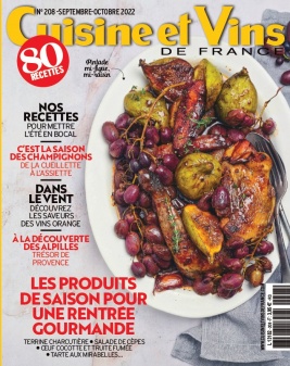Cuisine et Vins de France N°208 du 01 septembre 2022 à télécharger sur iPad