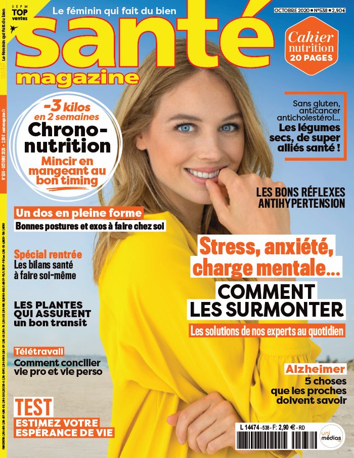 Santé Magazine 02 septembre 2020 Abonnement Santé Mag Pas Cher avec le BOUQUET À LA CARTE ePresse.fr