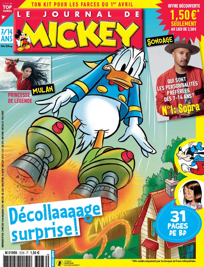 Le Journal de Mickey 25 mars 2020 Abonnement Le Journal de Mickey Pas Cher avec le BOUQUET ePresse.fr