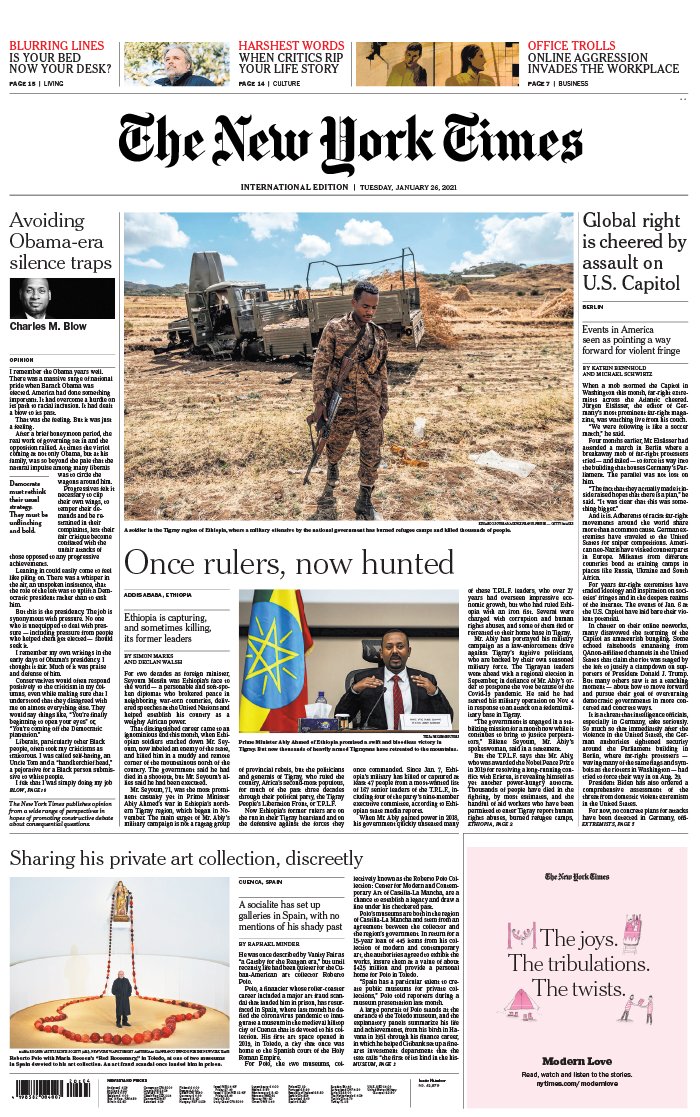 The New York Times International Edition 26 janvier 2021 The New York Times International Edition N°20210126 du 26 janvier 2021 à télécharger sur iPad