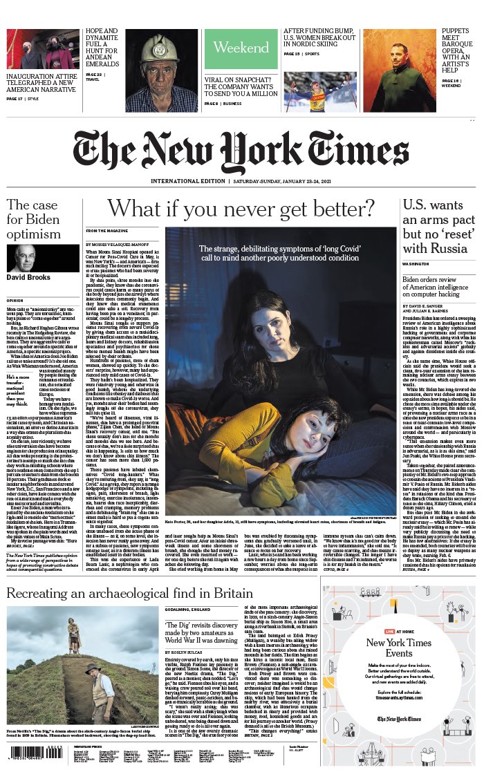 The New York Times International Edition 23 janvier 2021 The New York Times International Edition N°20210123 du 23 janvier 2021 à télécharger sur iPad