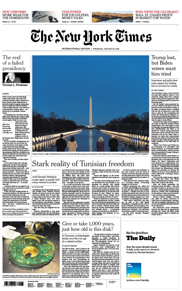 The New York Times International Edition 21 janvier 2021 The New York Times International Edition N°20210121 du 21 janvier 2021 à télécharger sur iPad