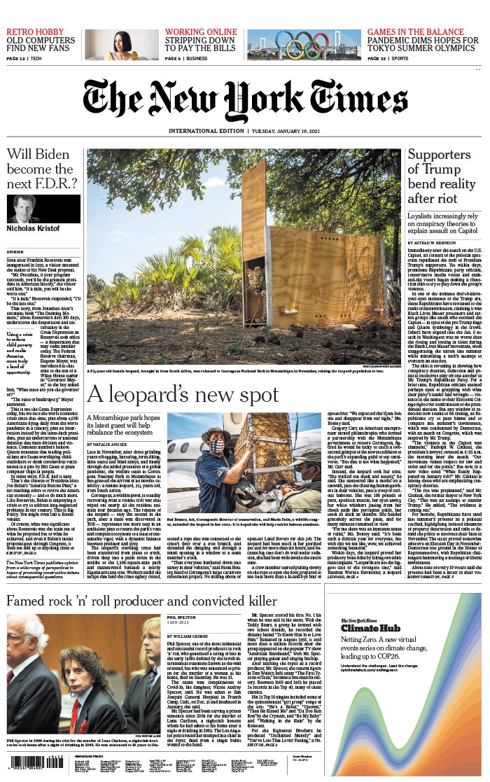 The New York Times International Edition 19 janvier 2021 The New York Times International Edition N°20210119 du 19 janvier 2021 à télécharger sur iPad