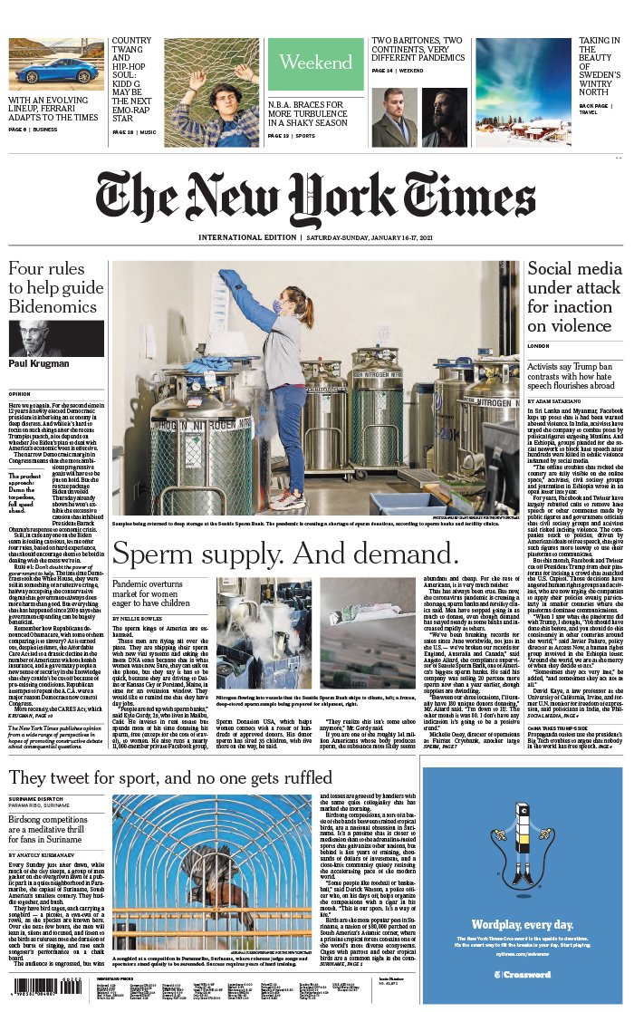 The New York Times International Edition 16 janvier 2021 The New York Times International Edition N°20210116 du 16 janvier 2021 à télécharger sur iPad