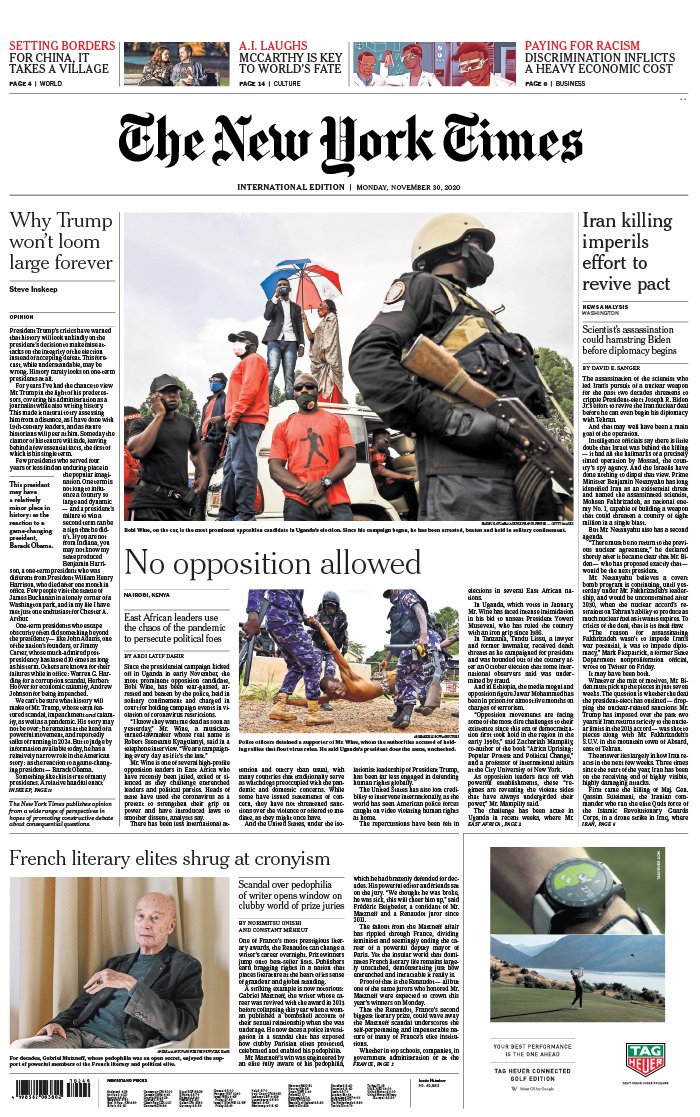 The New York Times International Edition 30 novembre 2020 The New York Times International Edition N°20201130 du 30 novembre 2020 à télécharger sur iPad