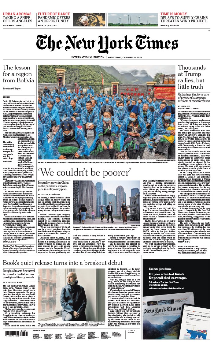 The New York Times International Edition 28 octobre 2020 The New York Times International Edition N°20201028 du 28 octobre 2020 à télécharger sur iPad