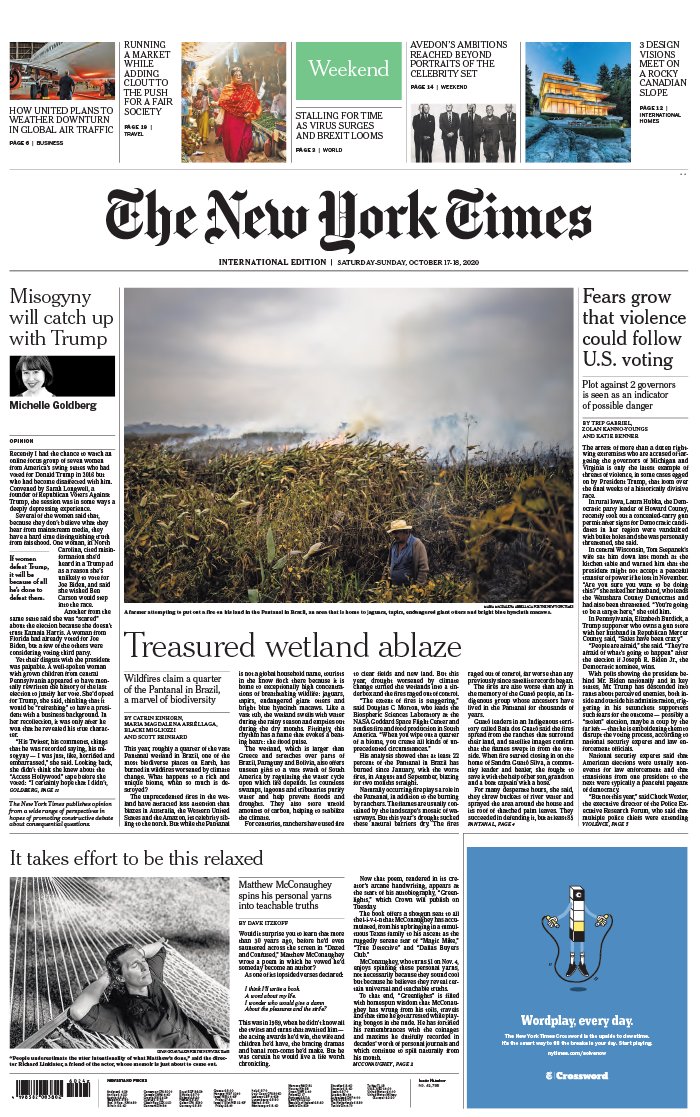 The New York Times International Edition 17 octobre 2020 The New York Times International Edition N°20201017 du 17 octobre 2020 à télécharger sur iPad