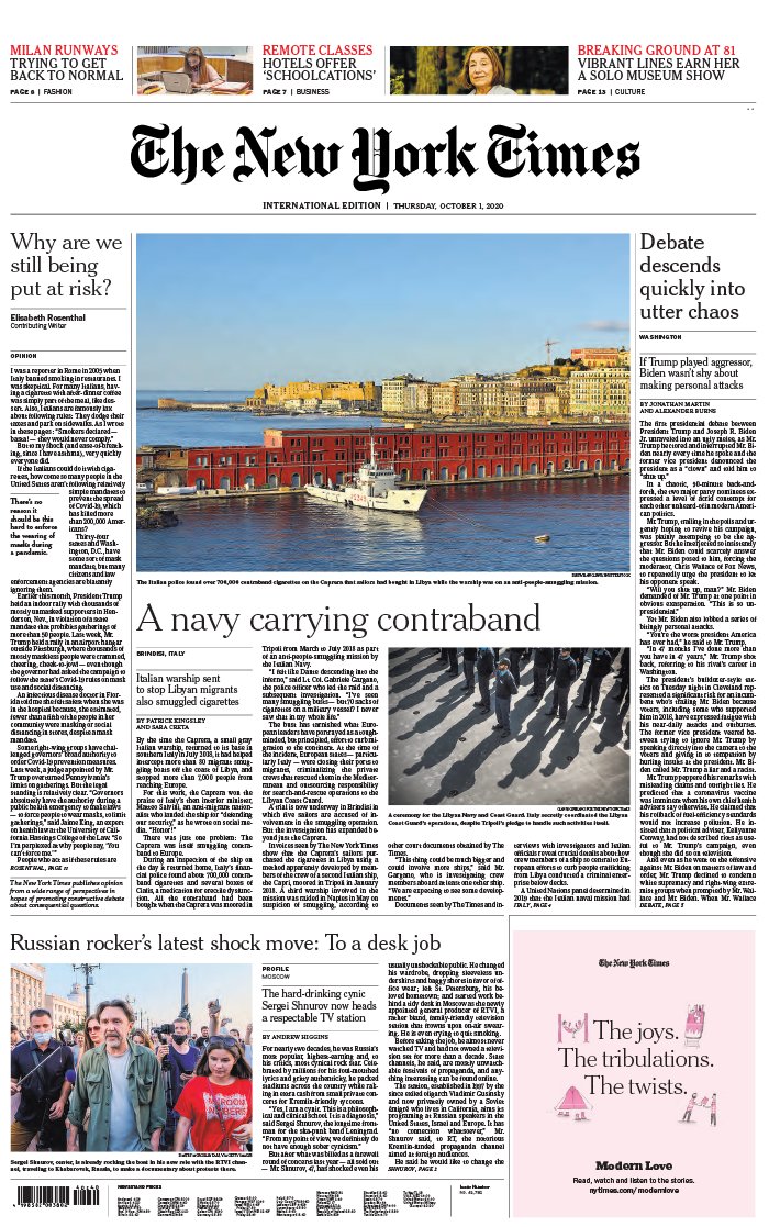 The New York Times International Edition 01 octobre 2020 The New York Times International Edition N°20201001 du 01 octobre 2020 à télécharger sur iPad