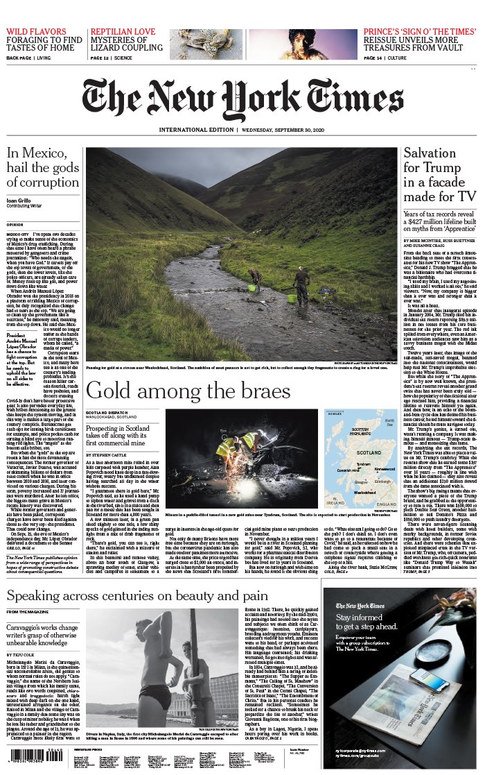 The New York Times International Edition 30 septembre 2020 The New York Times International Edition N°20200930 du 30 septembre 2020 à télécharger sur iPad