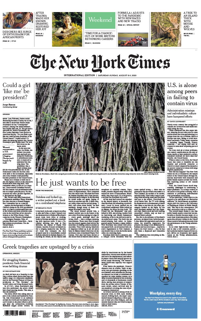 The New York Times International Edition 08 août 2020 The New York Times International Edition N°20200808 du 08 août 2020 à télécharger sur iPad