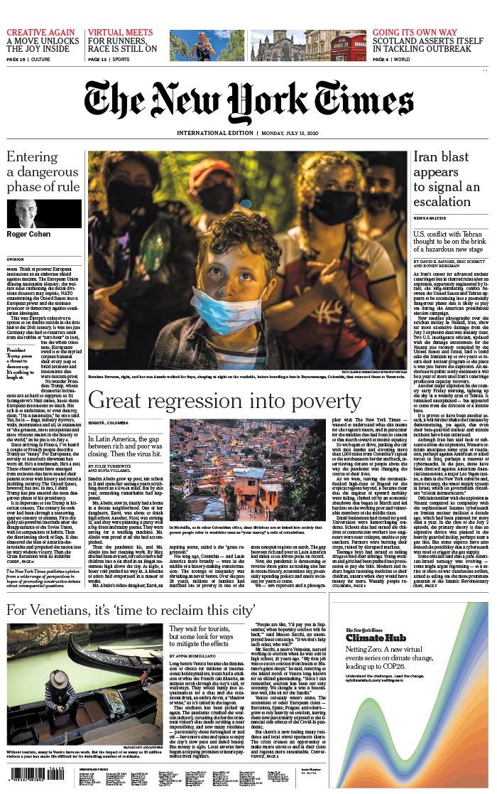The New York Times International Edition 13 juillet 2020 The New York Times International Edition N°20200713 du 13 juillet 2020 à télécharger sur iPad