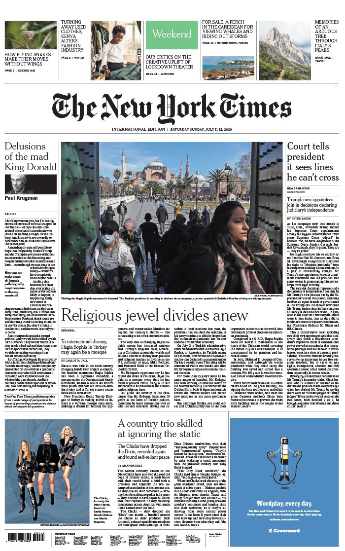 The New York Times International Edition 11 juillet 2020 The New York Times International Edition N°20200711 du 11 juillet 2020 à télécharger sur iPad