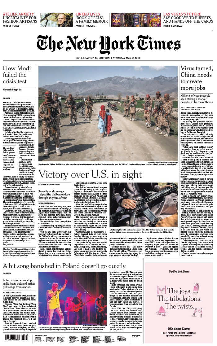 The New York Times International Edition 28 mai 2020 The New York Times International Edition N°20200528 du 28 mai 2020 à télécharger sur iPad