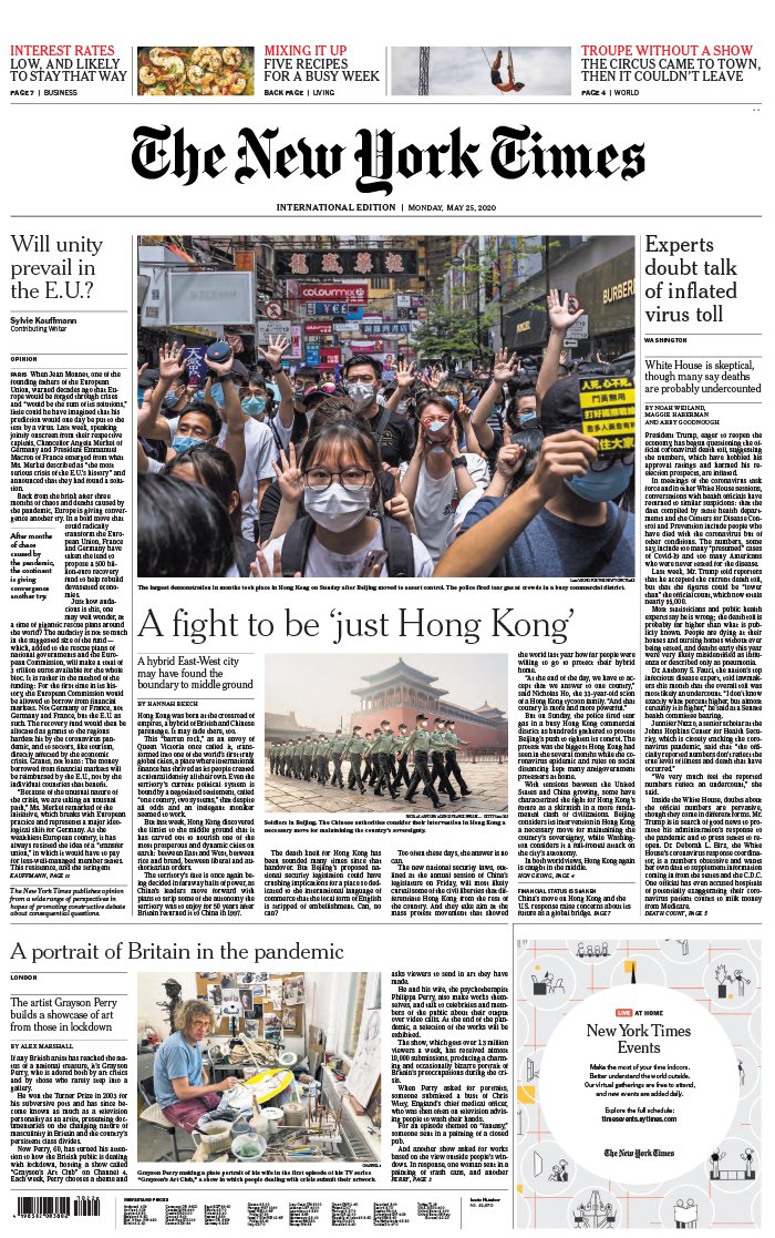 The New York Times International Edition 25 mai 2020 The New York Times International Edition N°20200525 du 25 mai 2020 à télécharger sur iPad