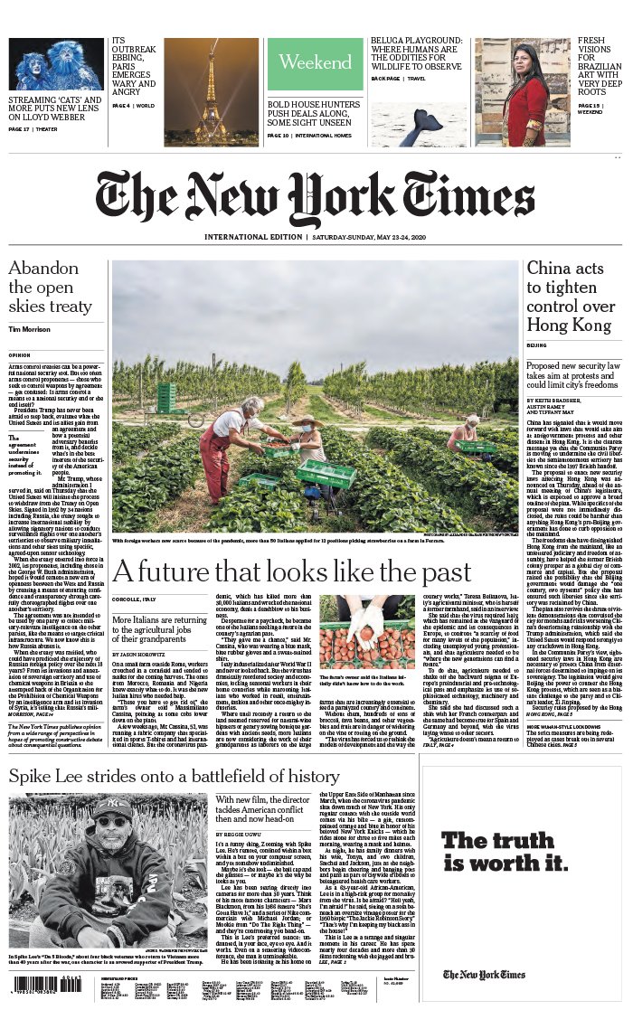 The New York Times International Edition 23 mai 2020 The New York Times International Edition N°20200523 du 23 mai 2020 à télécharger sur iPad