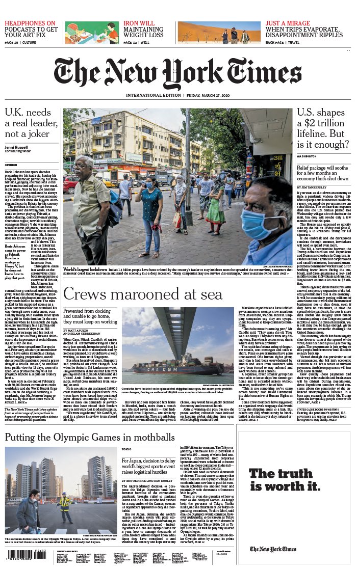 The New York Times International Edition 27 mars 2020 The New York Times International Edition N°20200327 du 27 mars 2020 à télécharger sur iPad