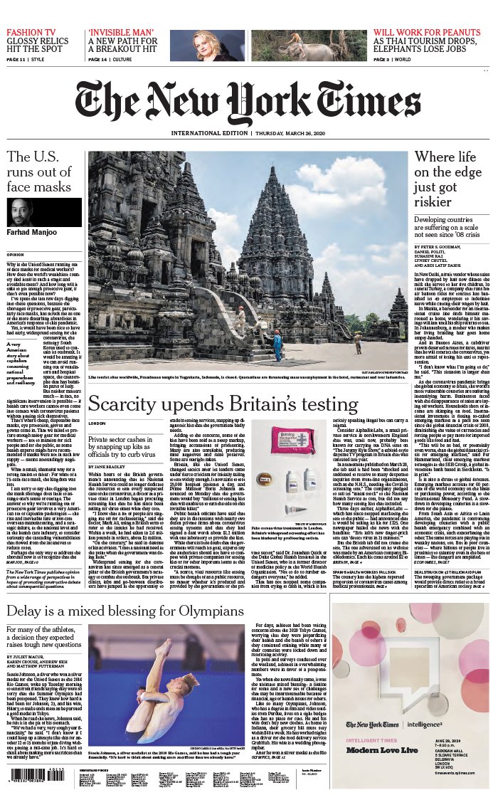 The New York Times International Edition 26 mars 2020 The New York Times International Edition N°20200326 du 26 mars 2020 à télécharger sur iPad