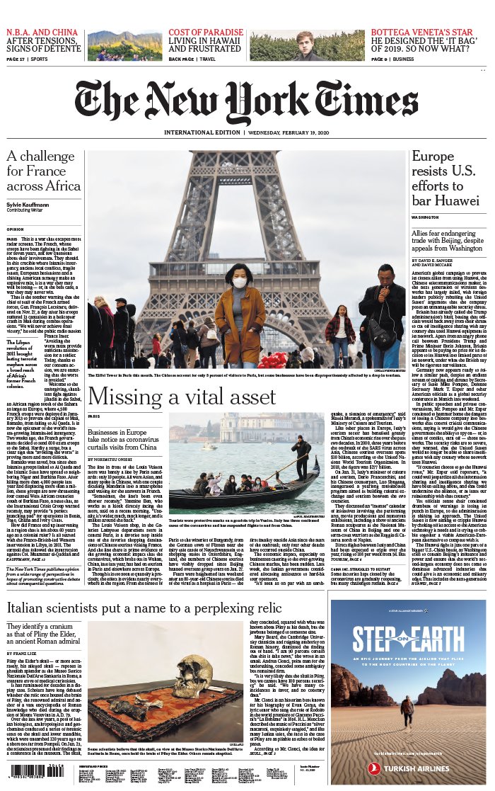 The New York Times International Edition 19 février 2020 The New York Times International Edition du 19 février 2020