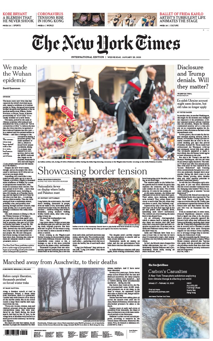 The New York Times International Edition 29 janvier 2020 The New York Times International Edition du 29 janvier 2020